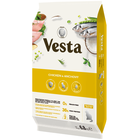 維斯塔 無穀成幼貓 皮毛保健配方【雞肉+鯷魚】6.8kg